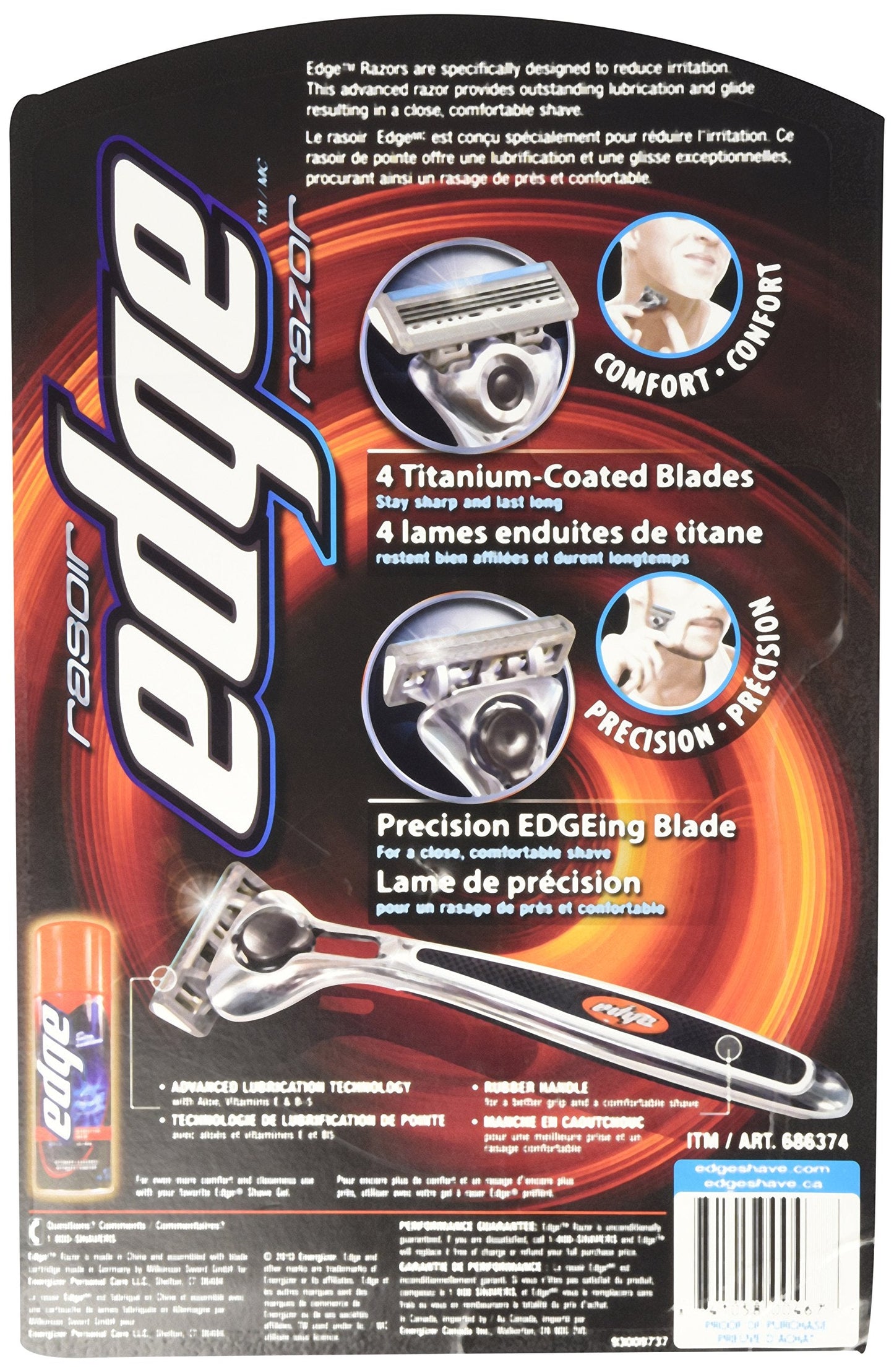 Edge 4-Titanium-Blade Razor with 17 Refills Beauty and Personal Care Edge Razor
