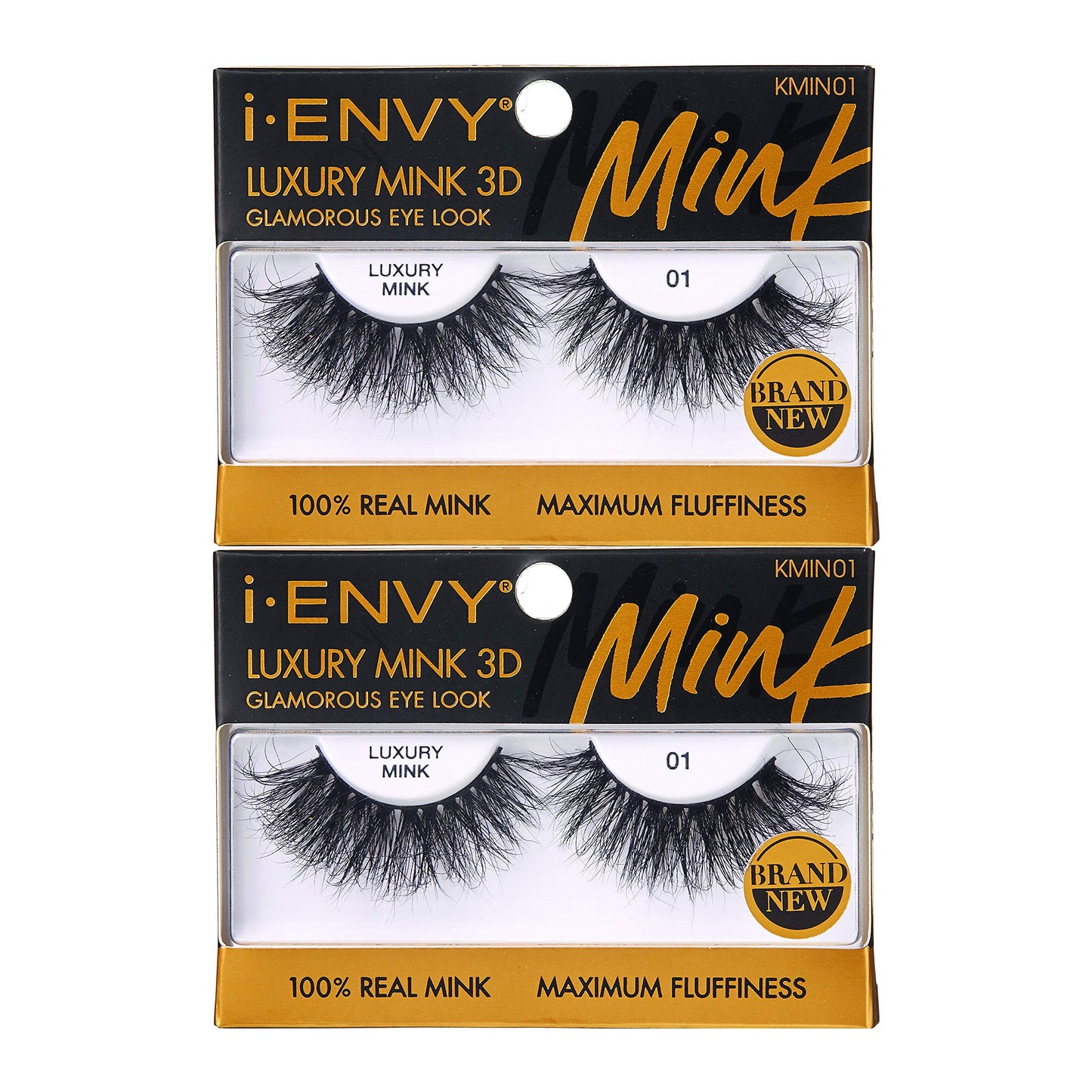 i-ENVY Luxury Mink Collection False Eyelashes 100% Real Mink Glamorous Eye Look Lashes Maximum Fluffiness 3D Multi-Curl Angle (2 Pack) Beauty & Personal Care i•ENVY