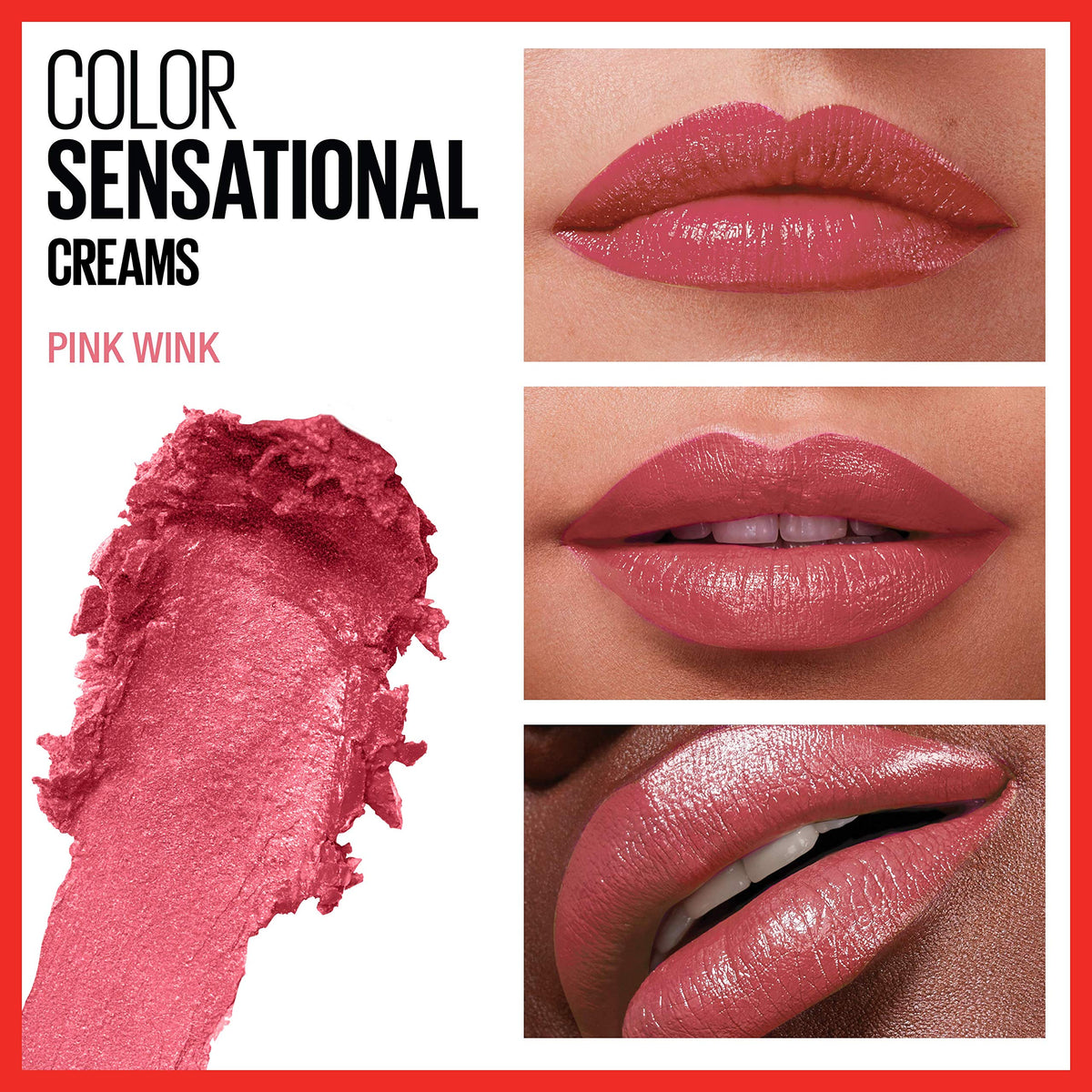 Maybelline Color Sensational Lipstick, Lip Makeup, Cream Finish, Hydrating Lipstick, Pink Wink, Coral Pink ,1 Count Beauty & Personal Care MAYBELLINE
