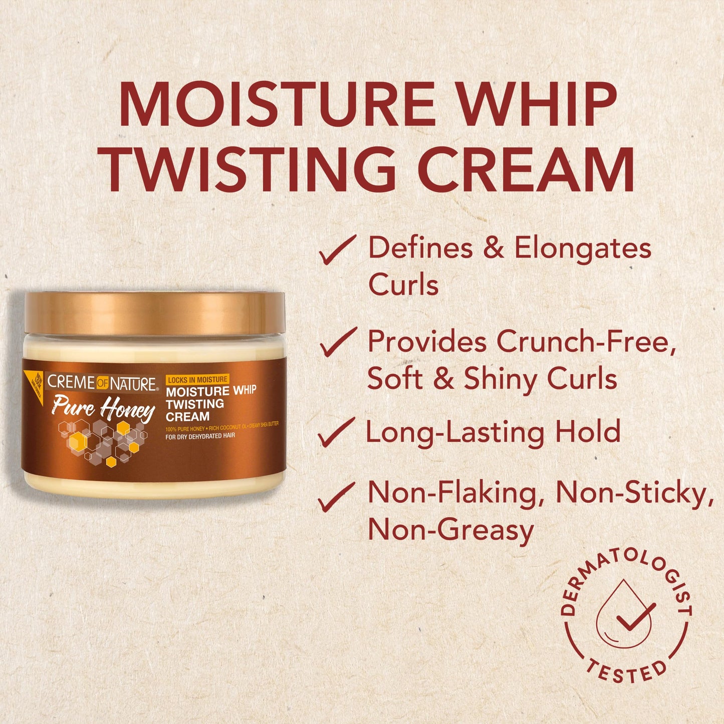 Creme of Nature Pure Honey Define Moisture Whip Twisting Cream, Defines & Elongates Curls, Long-Lasting Hold Without Crunch, Hair Care Gift for Her Beauty & Personal Care Creme of Nature