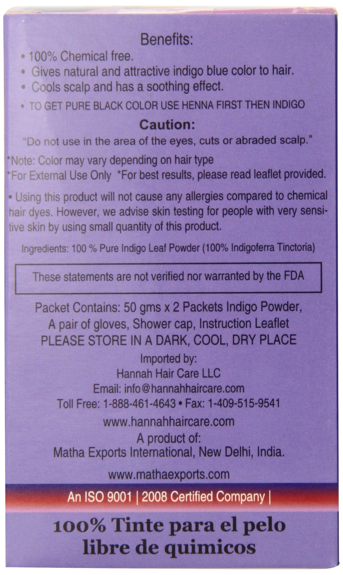 Hannah Natural 100% Pure Indigo Powder for Hair Dye, 100 Gram Beauty & Personal Care Hannah Natural