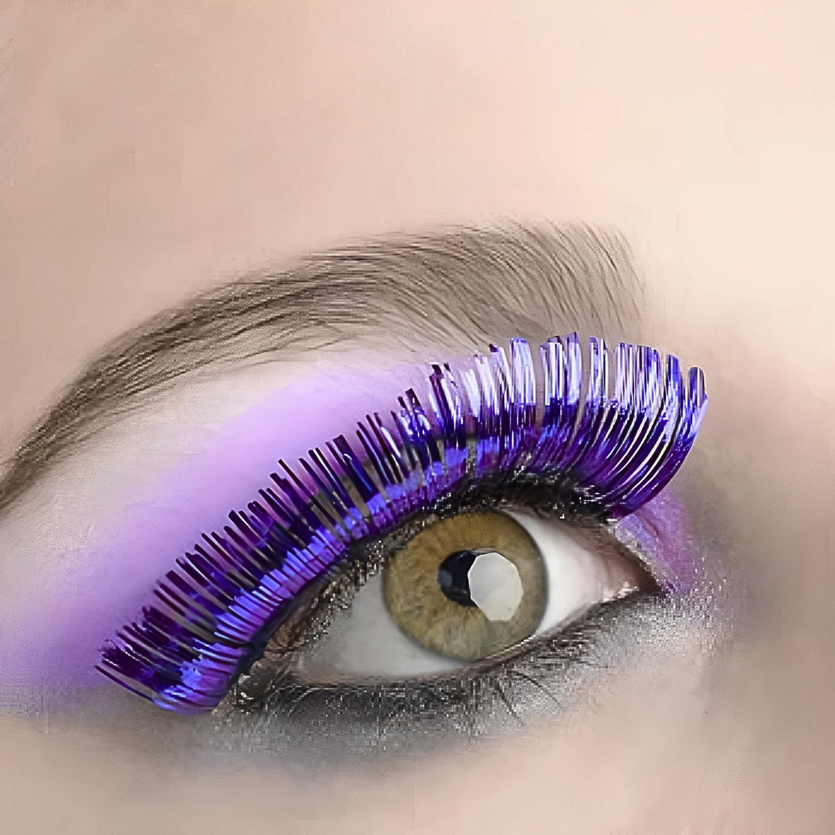 Purple Tinsel Eyelashes - 1 Pair (1/2" x 1") - Lightweight & Easy to Apply Self-Adhesive Lashes - Perfect Costume Accessory