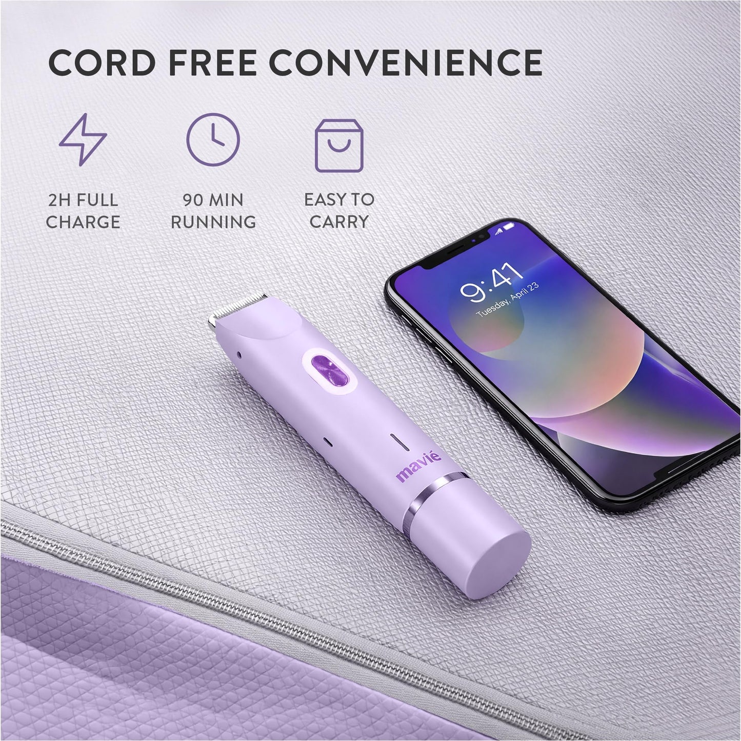 MAVIÉ Dual Head Bikini Trimmer for Women, Electric Razor for Face & Body, Painless Hair Removal Tool, Precision & Body Shaving Heads, Cordless Beauty and Personal Care MAVIÉ