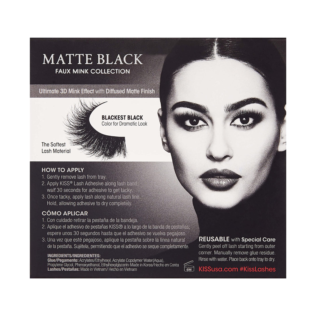 KISS Lash Couture Matte Black Faux Mink Collection False Eyelashes, 14 mm, 3D Volume, Soft & matte Finish, Plush Effect, Easy to Apply, Reusable, 1 Beauty & Personal Care KISS