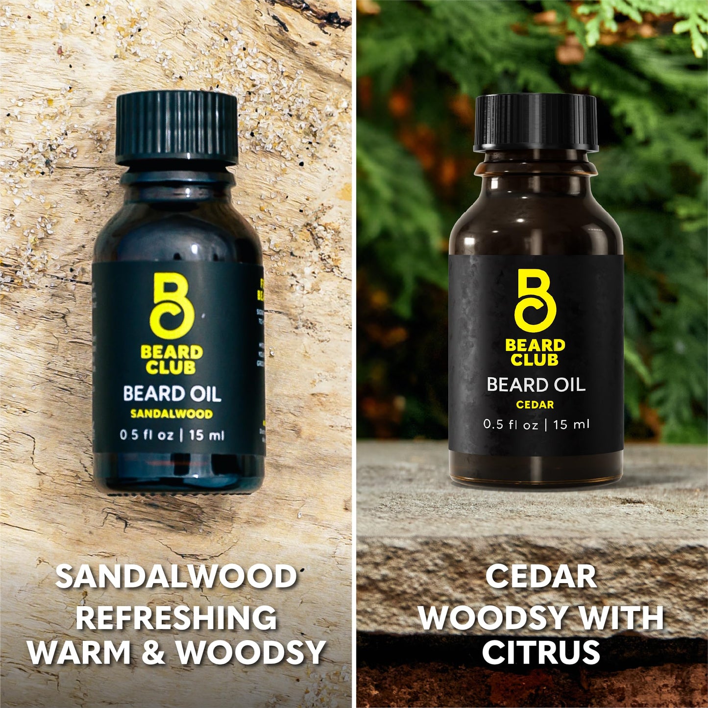The Beard Club Duo Pack: Premium Cedar & Sandalwood Beard Oils for Men - Natural Moisturizer, Conditioner - Hydrates, Softens, Strengthens Hair Beauty and Personal Care The Beard Club