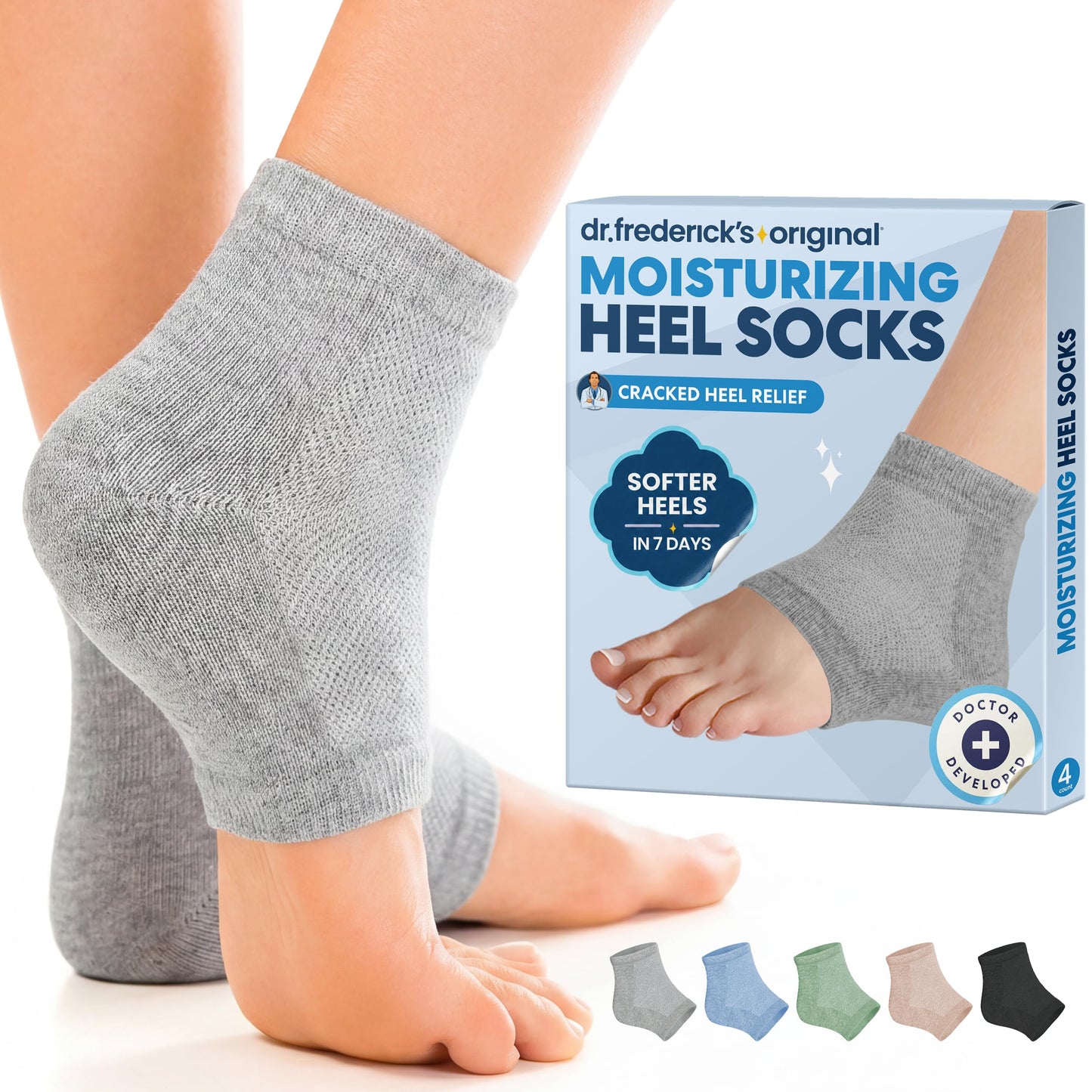 Dr. Frederick's Original Moisturizing Heel Socks for Dry Cracked Heels Treatment - Infused with Olive Oil, Jojoba Oil and Vitamin E - 2 Pairs - Self Beauty and Personal Care Dr. Frederick's Original Default Title