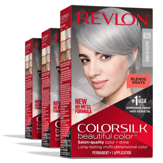 Revlon Colorsilk Beautiful Color Permanent Hair Color, (OLD VERSION) 82B Silver Blonde (Pack of 3) Beauty & Personal Care REVLON