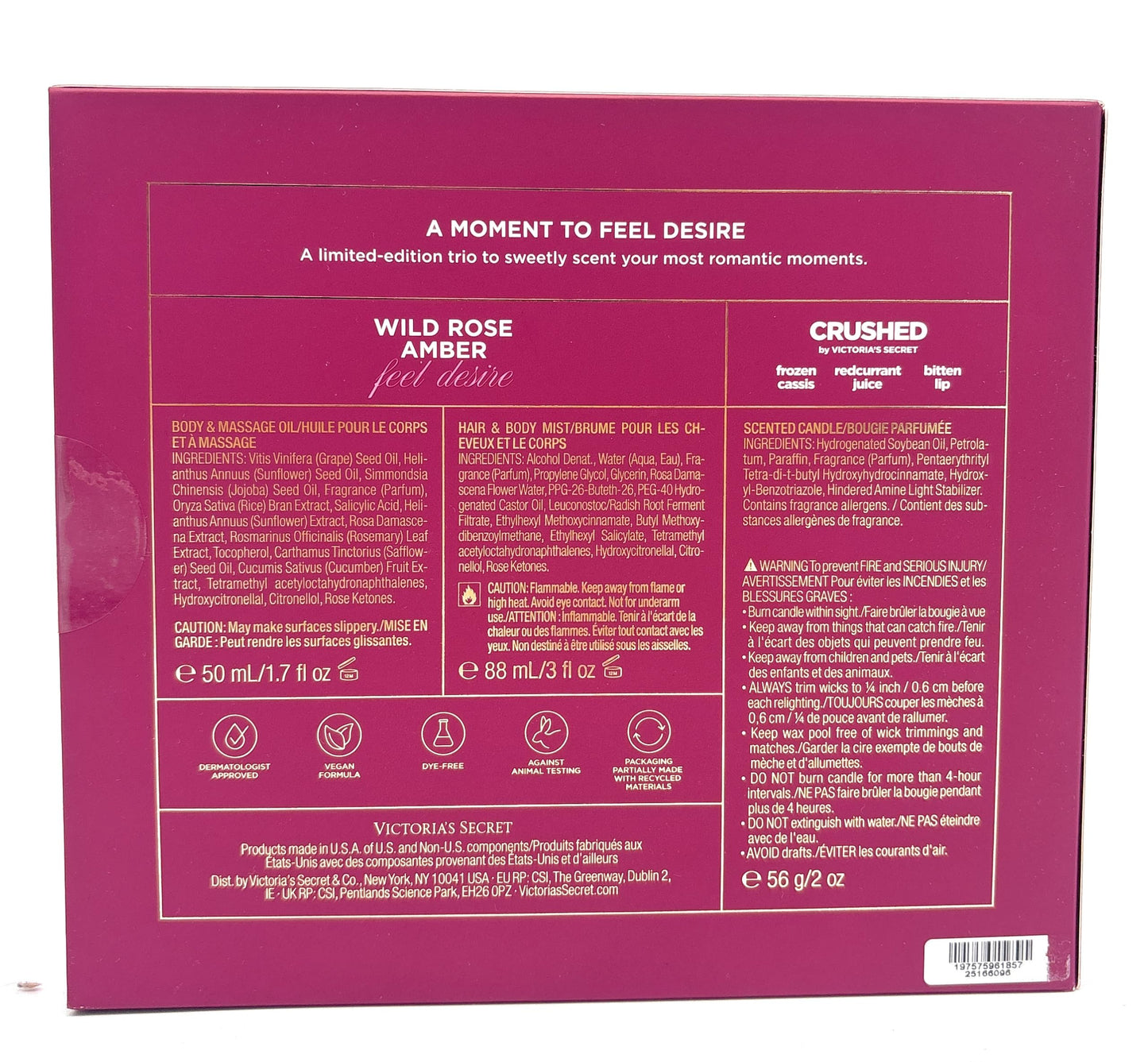 Victoria's Secret 3-Piece Wild Rose Amber Gift Set Beauty & Personal Care Victoria's Secret