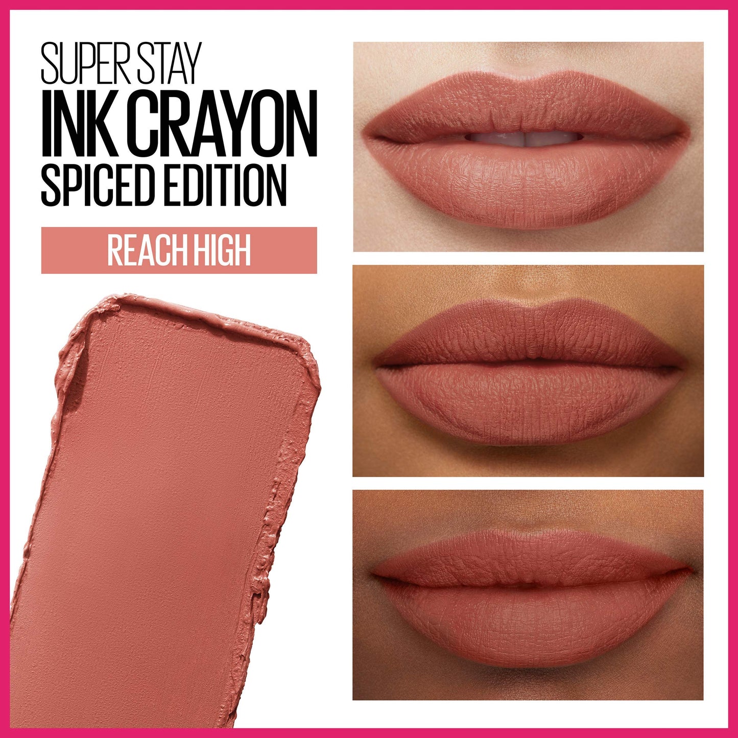 Maybelline Super Stay Ink Crayon Lipstick Makeup, Precision Tip Matte Lip Crayon with Built-in Sharpener, Longwear Up To 8Hrs, Reach High, Rosey Beauty & Personal Care MAYBELLINE