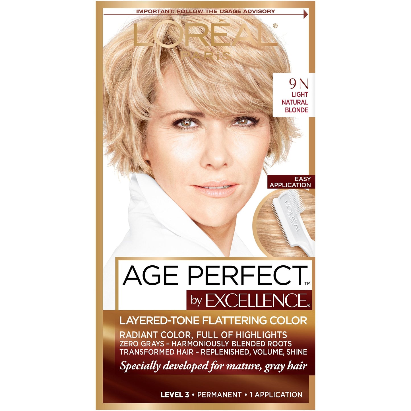 L'Oreal Paris Age Perfect Permanent Hair Color, 9N Light Natural Blonde, 1 kit Beauty & Personal Care L'Oreal Paris