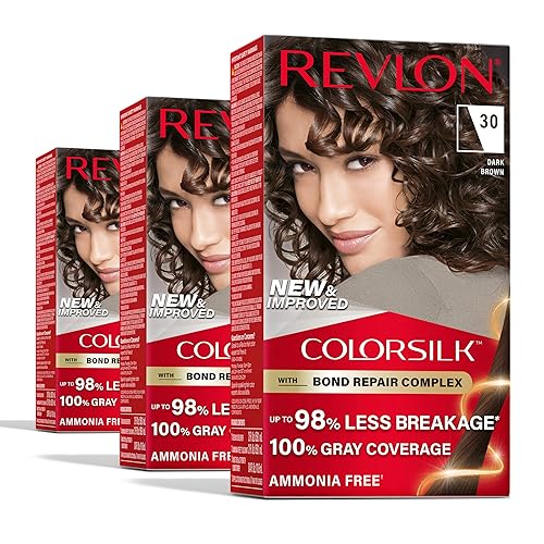 Revlon ColorSilk with Bond Repair Complex, Brown Permanent Hair Color, 100% Gray Coverage, Ammonia Free Hair Dye, Vegan Keratin, 30 Dark Brown (Pack Beauty & Personal Care REVLON