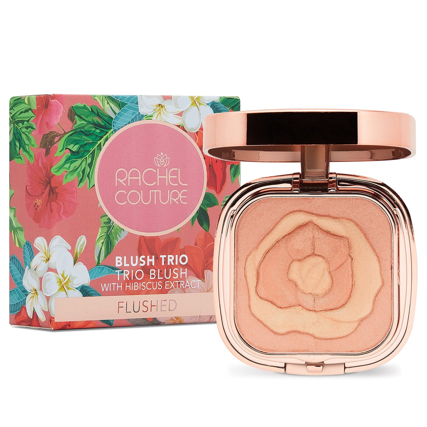 Rachel Couture Compact Blush Trio for All Over Radiant Glow | Infused with Hibiscus Extract | Vegan & Cruelty-Free - 0.32 Oz - Flushed Beauty & Personal Care Rachel Couture