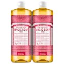 Dr. Bronner's Pure-Castile Magic Liquid Soap (Rose, 32 Ounce, 2-Pack)- Made with Regenerative Organic Certified Oils, 18-in1 Uses: Face, Hair, Hand Beauty & Personal Care Dr. Bronner's