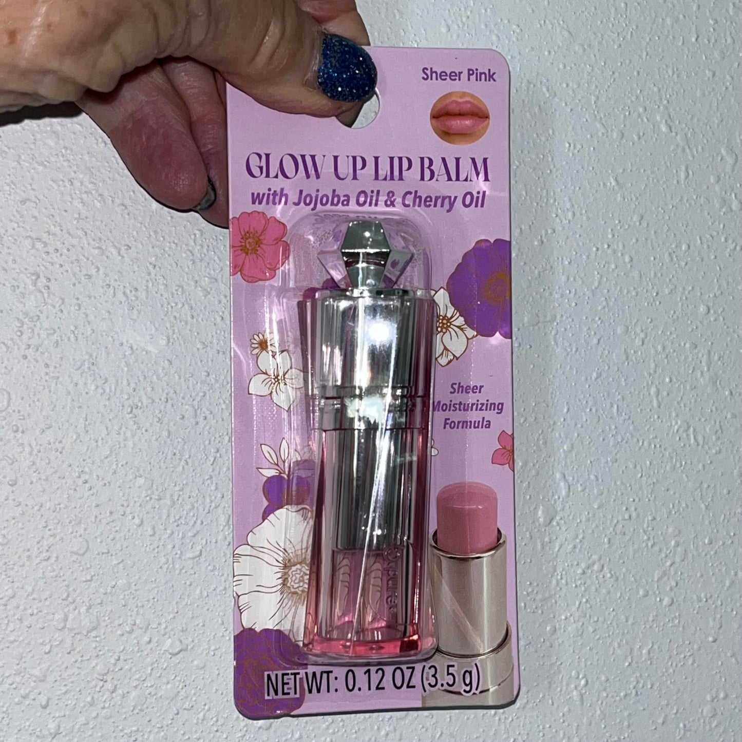 B.pure Glow Up Lip Balm, Sheer Pink, with Jojoba Oil & Cherry Oil, Sheer Moisturizing Formula, 0.12 oz Beauty and Personal Care b.pure