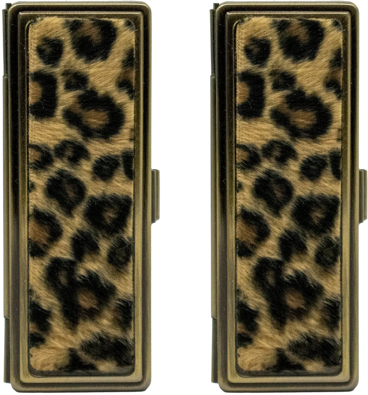 Stephanie Imports Set of 2 Rectangular Vintage Lipstick Cases With Glass Mirror (Leopard Print) Beauty & Personal Care Stephanie Imports