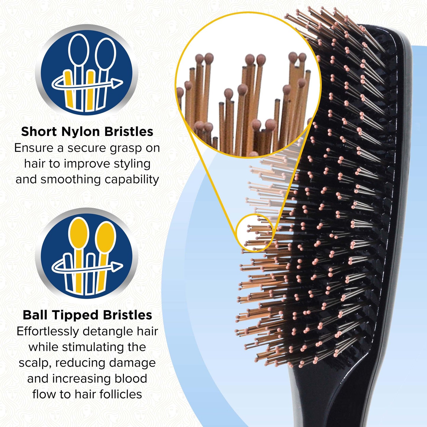 Giorgio Gentle Mini Hair Brush for Men - Dual Length Bristles for Fine and Thick Hair, Scalp Massager, Detangler, and Travel Brush Beauty & Personal Care GIORGIO