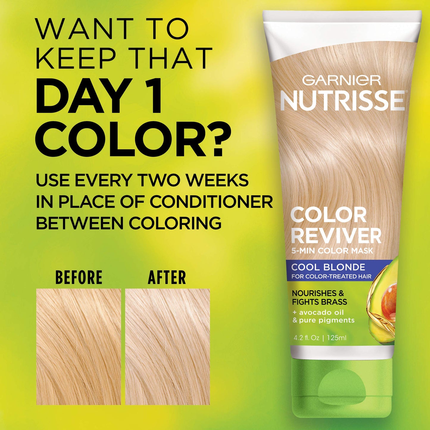 Garnier Nutrisse 5 Minute Nourishing Color Hair Mask with Triple Oils Delivers Day 1 Color Results, for Color Treated Hair, Cool Blonde, 4.2 fl. oz. Beauty & Personal Care Garnier