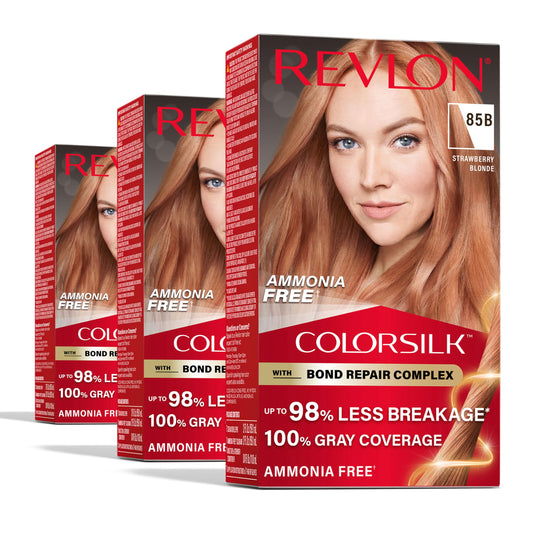 Revlon ColorSilk with Bond Repair Complex, Blonde Permanent Hair Color, 100% Gray Coverage, Ammonia Free Hair Dye, Vegan Keratin, 85B Strawberry Beauty & Personal Care REVLON