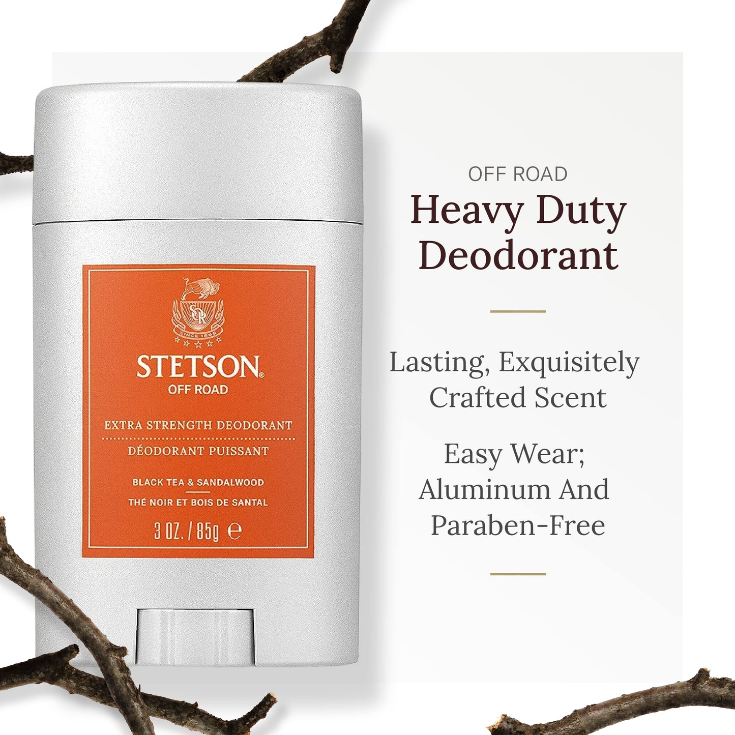 STETSON Personal Care Extra Strength Deodorant by Scent Beauty - Gel Men's Deodorant Stick for Grooming Kit - 3 oz - 3 Pack - Off-Road Beauty and Personal Care SCENT BEAUTY