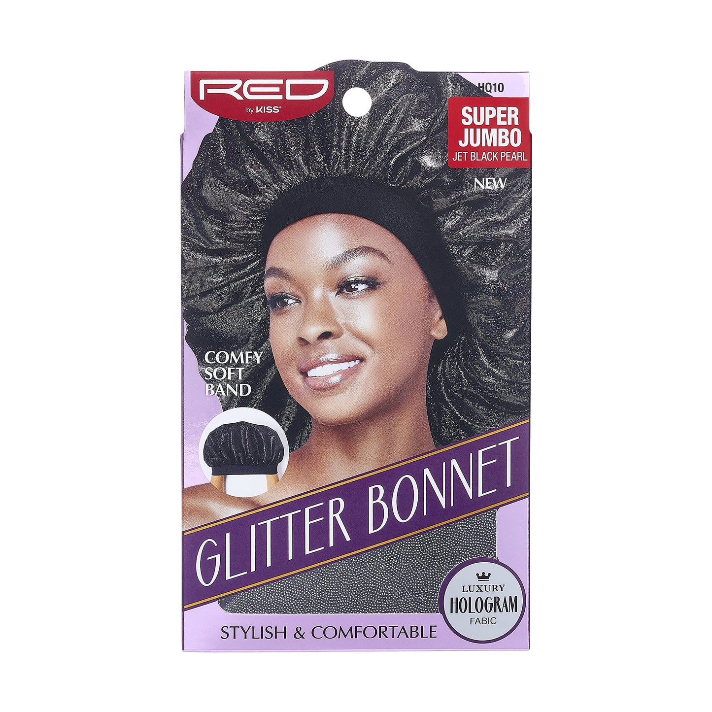 Red by Kiss Glitter Bonnet Premium Quality Sleeping Hair Bonnet Hair Cap, Super Jumbo Beauty and Personal Care Red by Kiss