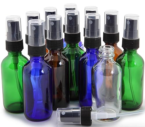 Vivaplex, 12, Assorted Colors, 2 oz Glass Bottles, with Black Fine Mist Sprayers Beauty & Personal Care Vivaplex
