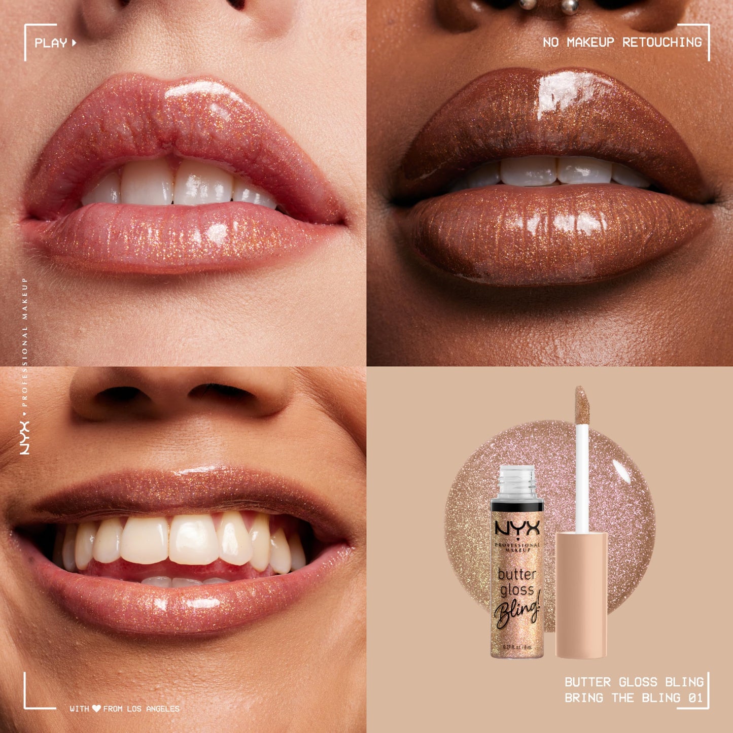 NYX PROFESSIONAL MAKEUP Butter Gloss Bling Lip Gloss, Non Sticky and Shiny Vegan Lip Makeup - Bring The Bling Beauty & Personal Care NYX PROFESSIONAL MAKEUP