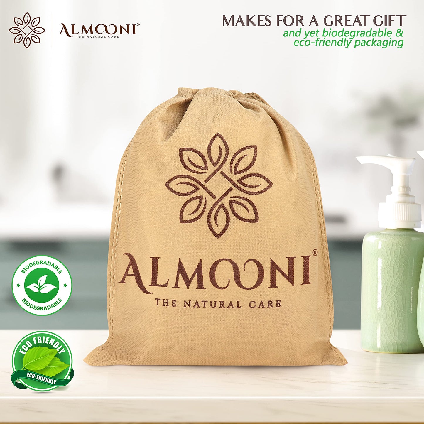 Premium Exfoliating Loofah Glove Pad Body Scrubber. Our Mitt Gloves are Made of Natural Egyptian Shower Loufa Sponge That Gets You Clean, Not Just Beauty & Personal Care ALMOONI