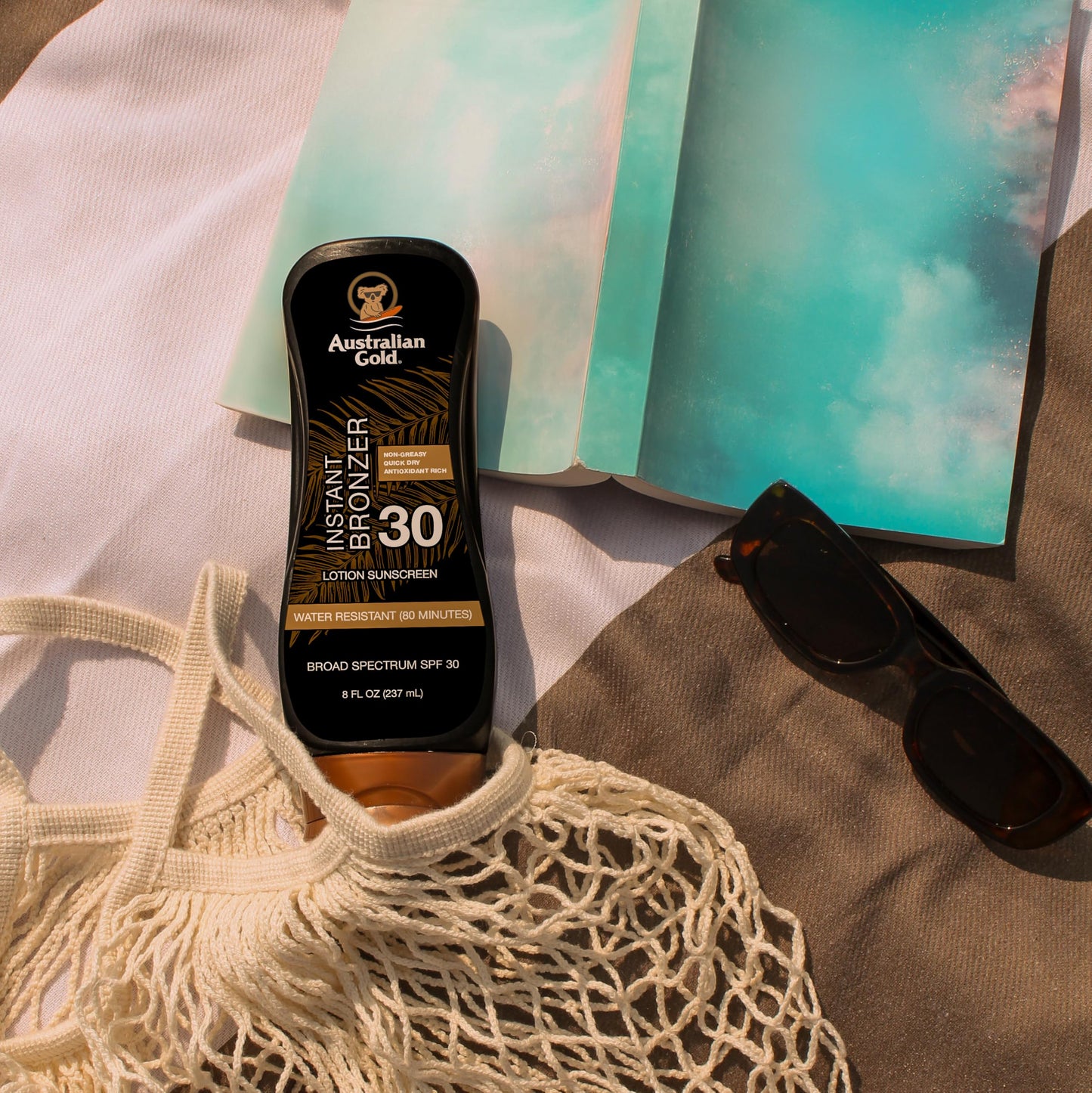 Australian Gold Sunscreen Lotion with Instant Bronzer, Broad Spectrum, Water Resistant, Non-Greasy, Oxybenzone Free, Cruelty Free, SPF 30, Coconut, 8 Beauty & Personal Care Australian Gold