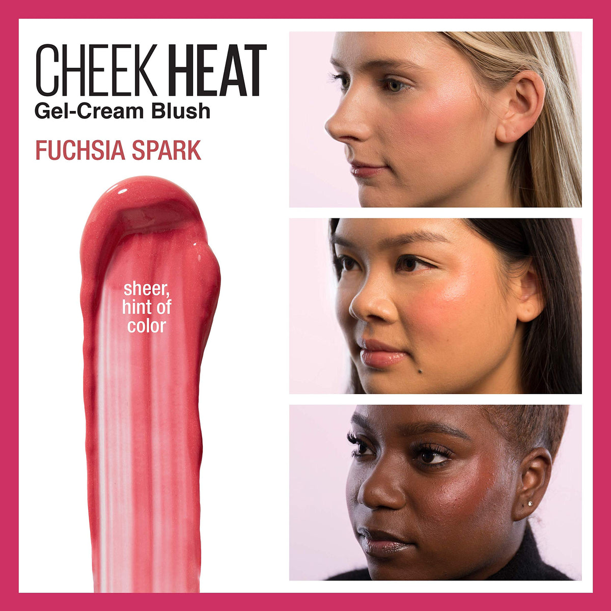 Maybelline Cheek Heat Gel-Cream Blush Makeup, Lightweight, Breathable Feel, Sheer Flush Of Color, Natural-Looking, Dewy Finish, Oil-Free, Fuchsia