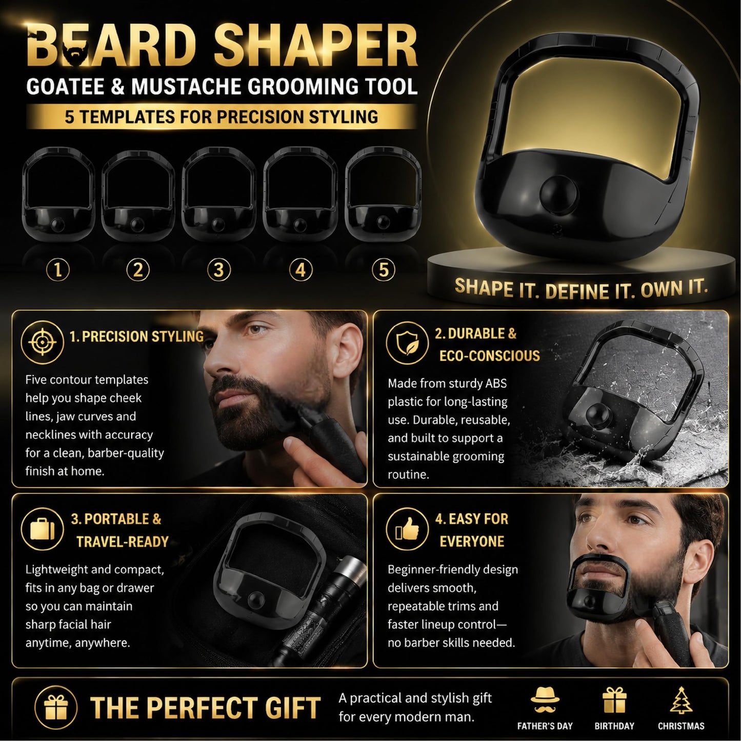 HORWIA 5Pcs Beard Shaper,Goatee Beard Styling Stencils Different Size,Beard Lineup Tool,Precision Goatee Template for Clean Sleek Stylish BeardLines Beauty and Personal Care horwia