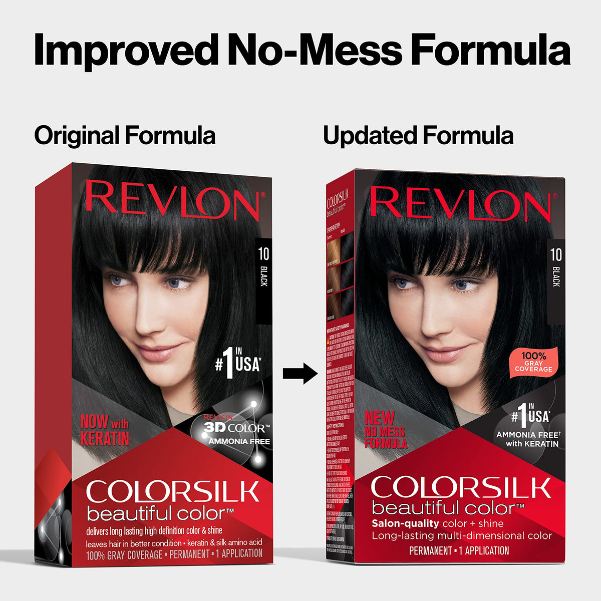 Revlon Permanent Hair Color, Permanent Hair Dye, Colorsilk with 100% Gray Coverage, Ammonia-Free, Keratin and Amino Acids, 12 Natural Blue Black, 4.4 Beauty & Personal Care REVLON