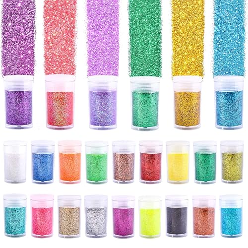 24 Colors Glitter Set, Fine Glitter for Resin, Arts and Craft Supplies Glitter, Festival Glitter Powder Makeup Glitter, Cosmetic Glitter for Body Nail Beauty & Personal Care LICOOL GLITTER