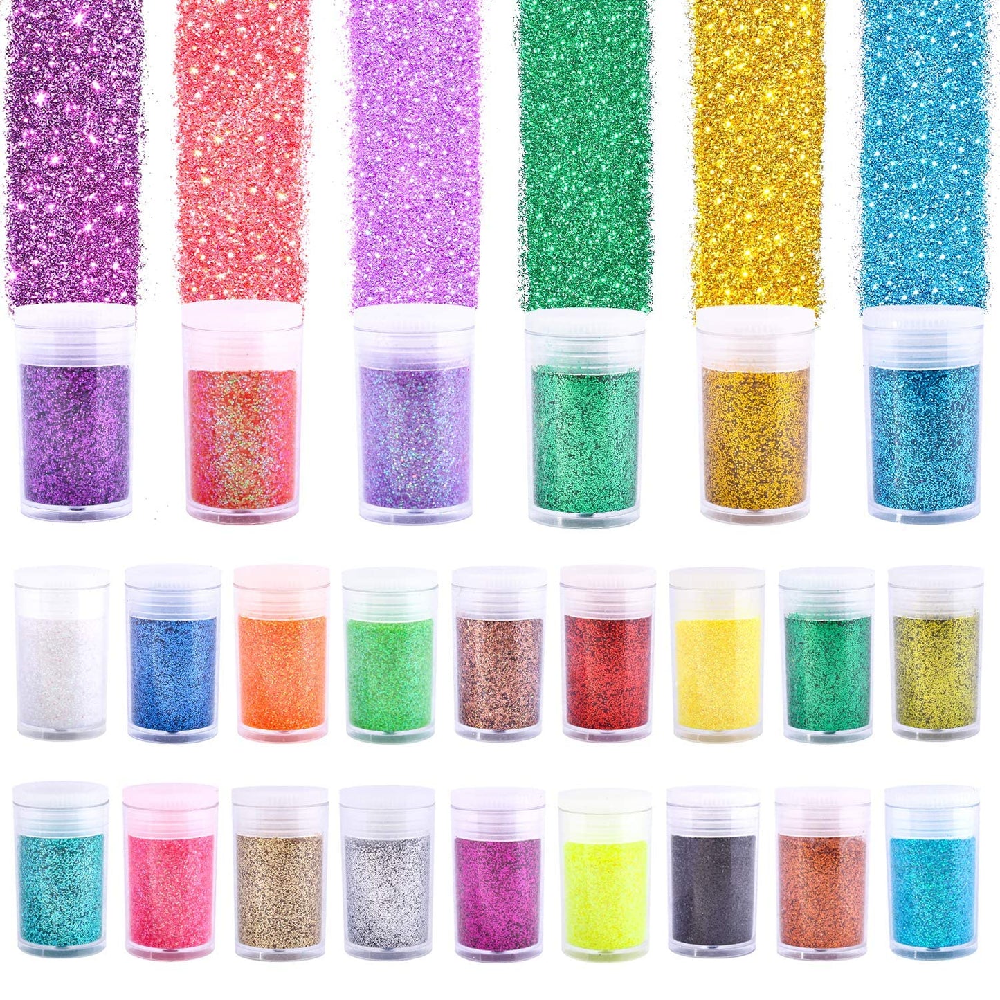 24 Colors Glitter Set, Fine Glitter for Resin, Arts and Craft Supplies Glitter, Festival Glitter Powder Makeup Glitter, Cosmetic Glitter for Body Nail Beauty & Personal Care LICOOL GLITTER