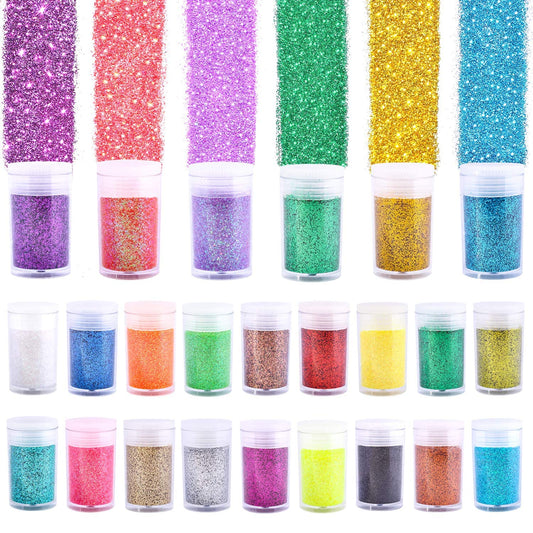 24 Colors Glitter Set, Fine Glitter for Resin, Arts and Craft Supplies Glitter, Festival Glitter Powder Makeup Glitter, Cosmetic Glitter for Body Nail Beauty & Personal Care LICOOL GLITTER