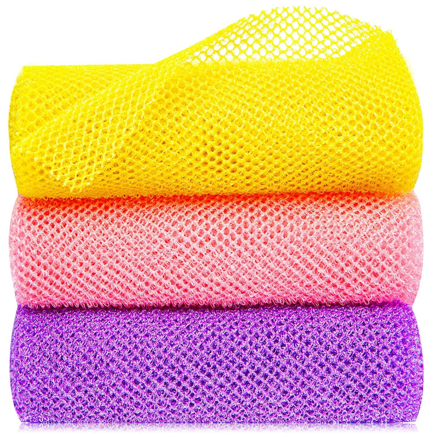 Gugull 3 Pcs African Exfoliating Net Sponge African Bath Sponge Scrubbing Rag Net African Wash Shower Long Net Body Scrubber Beauty & Personal Care Gugull