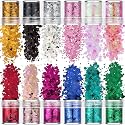Komanic Chunky Glitter 12 Colors Face Body Eye Hair Nail Festival Holographic Stars and Hexagons Craft Glitter for Resin/Tumblers/Slime, Festival Beauty & Personal Care Greenf