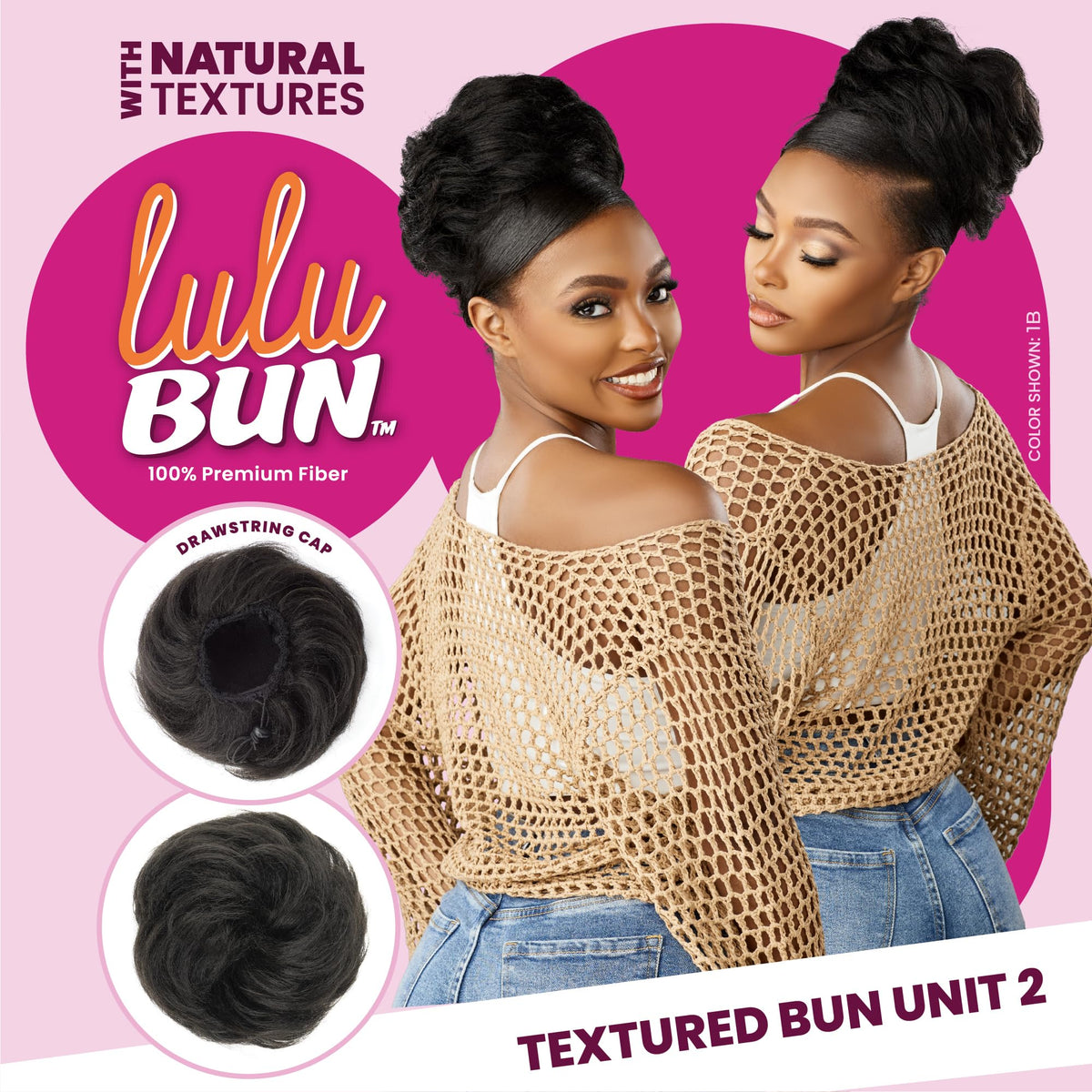 Sensationnel Lulu Bun Hair Extensions-Textured Bun Unit 2,F1B/27