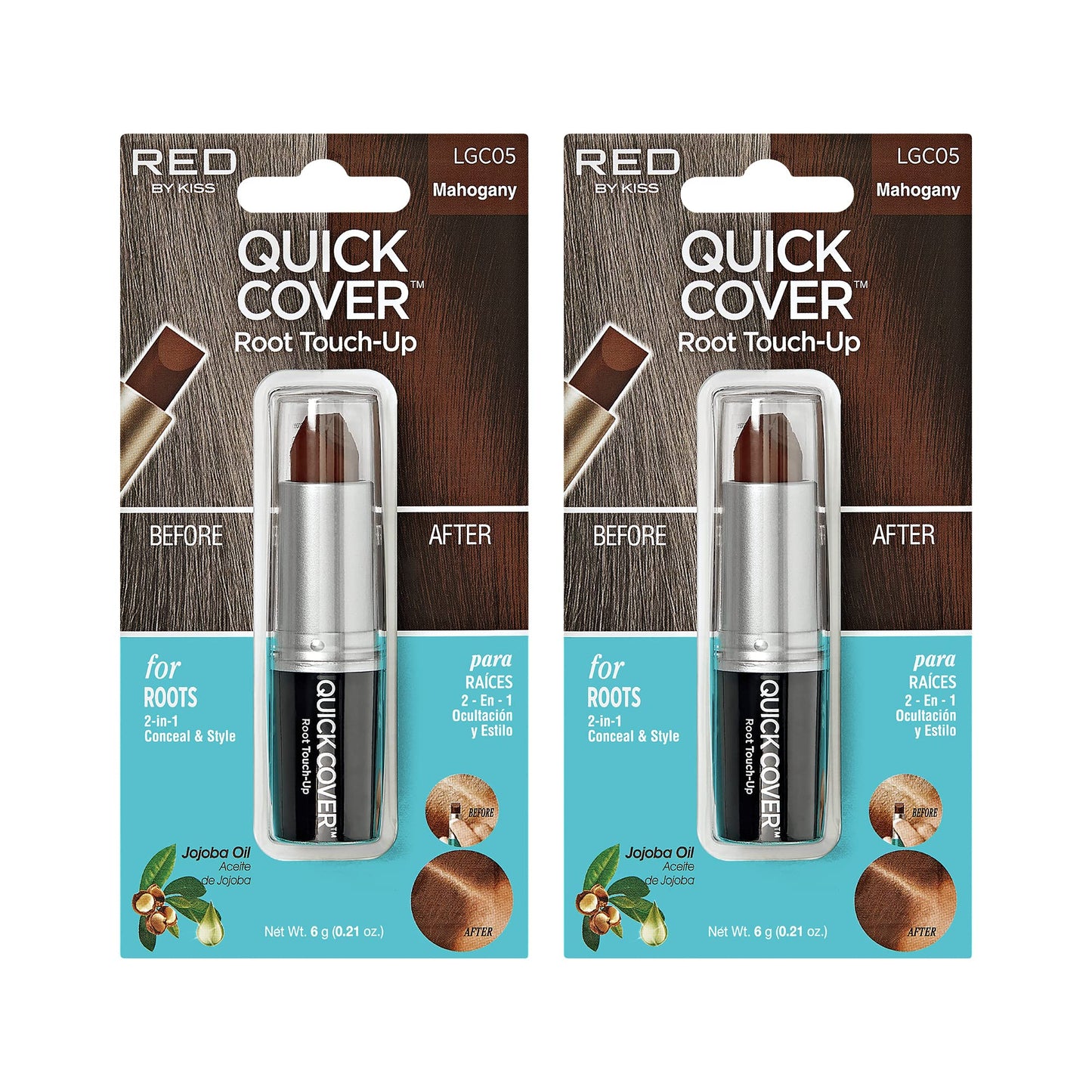RED by Kiss Quick Cover Root Touch Up Stick, Water-Resistant Temporary Gray Hair Concealer with Brush for Roots and Beard, Long-Lasting Coverage, Easy Beauty & Personal Care Red by Kiss
