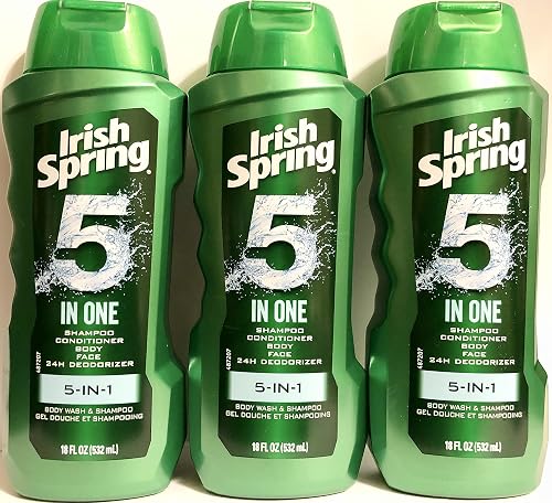 Irish Spring Body Wash & Shampoo - 5 in 1 - Net Wt. 18 FL OZ (532 mL) Per Bottle - Pack of 3 Bottles Beauty & Personal Care Irish Spring