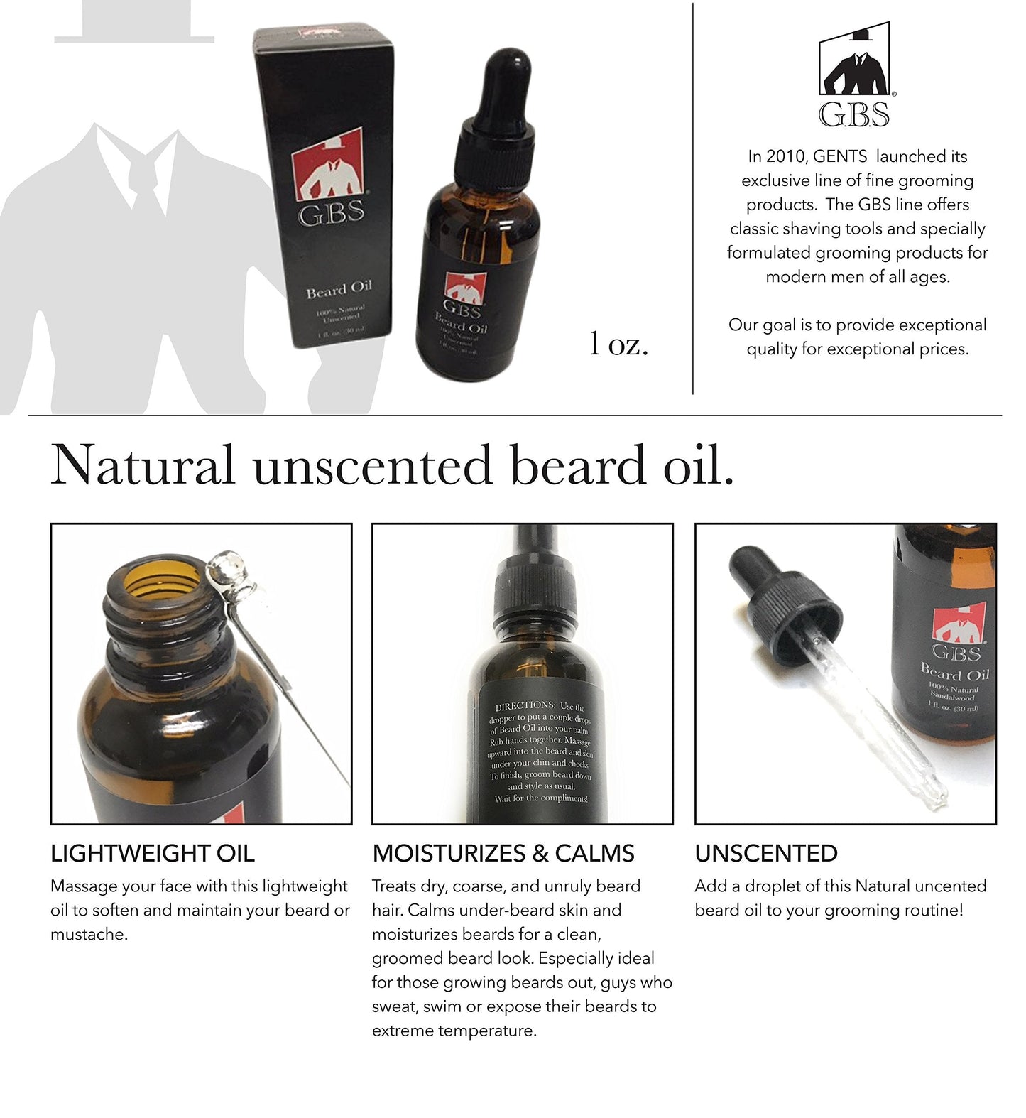 G.B.S Beard Taming Variety Set- 1 Sandalwood Beard Balm, 1 Sweet Orange Beard Balm, 1 Sandalwood Beard Oil and 1 Unscented Beard Oil, Pack of 4 Beauty and Personal Care G.B.S