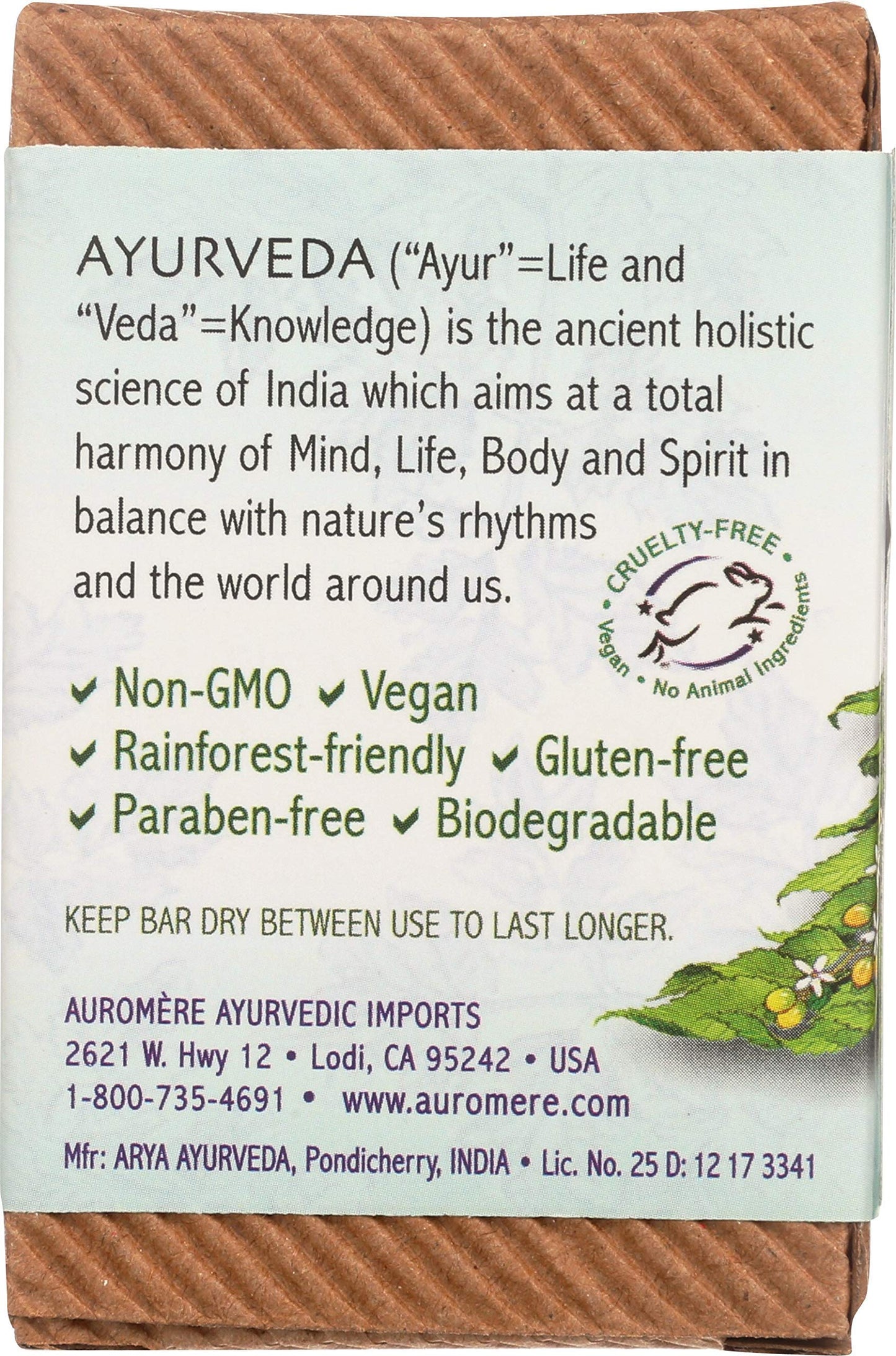 Auromere Ayurvedic Bar Soap, Tulsi Neem - Eco Friendly, Handmade, Vegan, Cruelty Free, Natural, Non GMO (2.75 oz), 4 pack Beauty & Personal Care Auromere