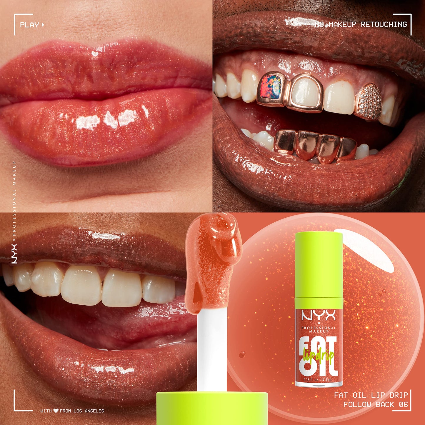 NYX PROFESSIONAL MAKEUP Fat Oil Lip Drip, Moisturizing Lip Oil Gloss, Vegan Tinted Formula, Up to 12 HR Hydration - Follow Back (Shimmering Warm Nude) Beauty & Personal Care NYX PROFESSIONAL MAKEUP