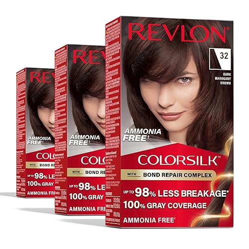 Revlon ColorSilk with Bond Repair Complex, Brown Permanent Hair Color, 100% Gray Coverage, Ammonia Free Hair Dye, Vegan Keratin, 32 Dark Mahogany Beauty & Personal Care REVLON