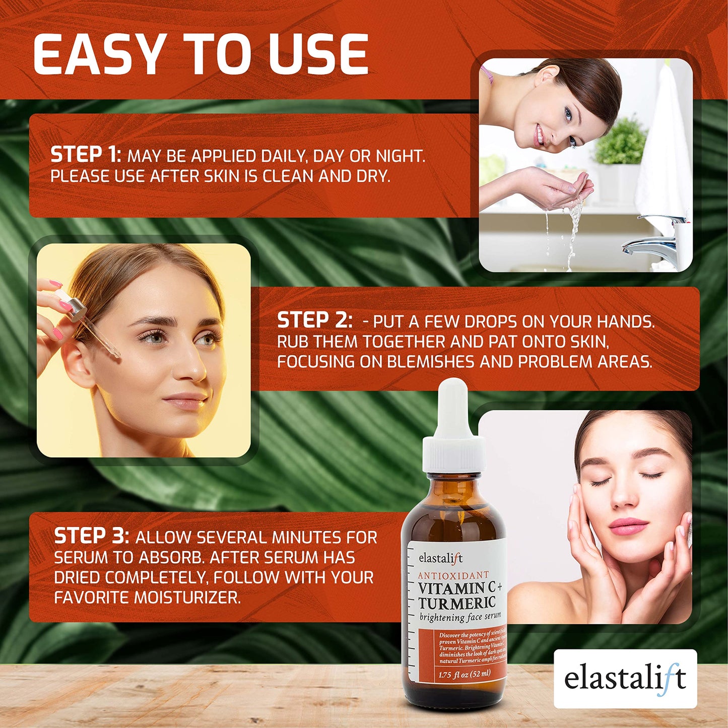 Elastalift Concentrated Vitamin C + Turmeric Oil Anti Aging Facial Serum Skin Care Booster - Promote Clear & Brighten Skin Tone - Hydrate Dry Skin Beauty & Personal Care Elastalift