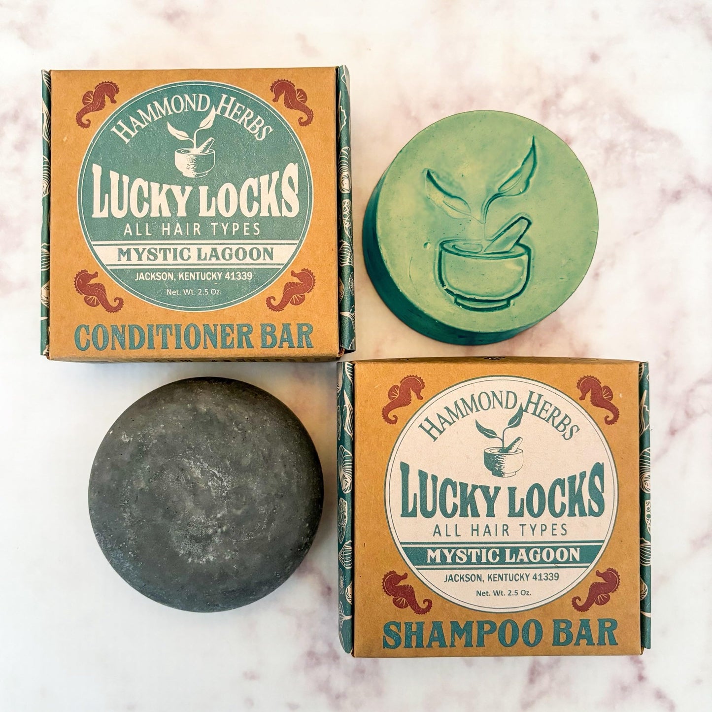 Lucky Locks | Pick Your Scent | Natural Shampoo & Conditioner Bar Set | Zero Waste Hair Care | Sulfate Free (Mystic Lagoon) Beauty & Personal Care Hammond Herbs