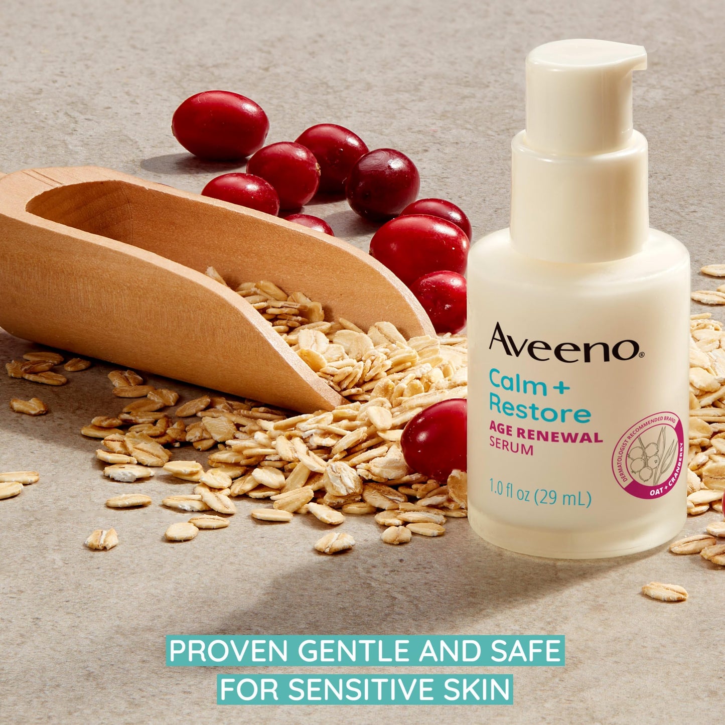 Aveeno Calm + Restore Age Renewal Anti-Wrinkle Face Serum, Anti Aging Serum with Nourishing Oat & Cranberry Extract Visibly Improves the Look of Fine Beauty & Personal Care Aveeno