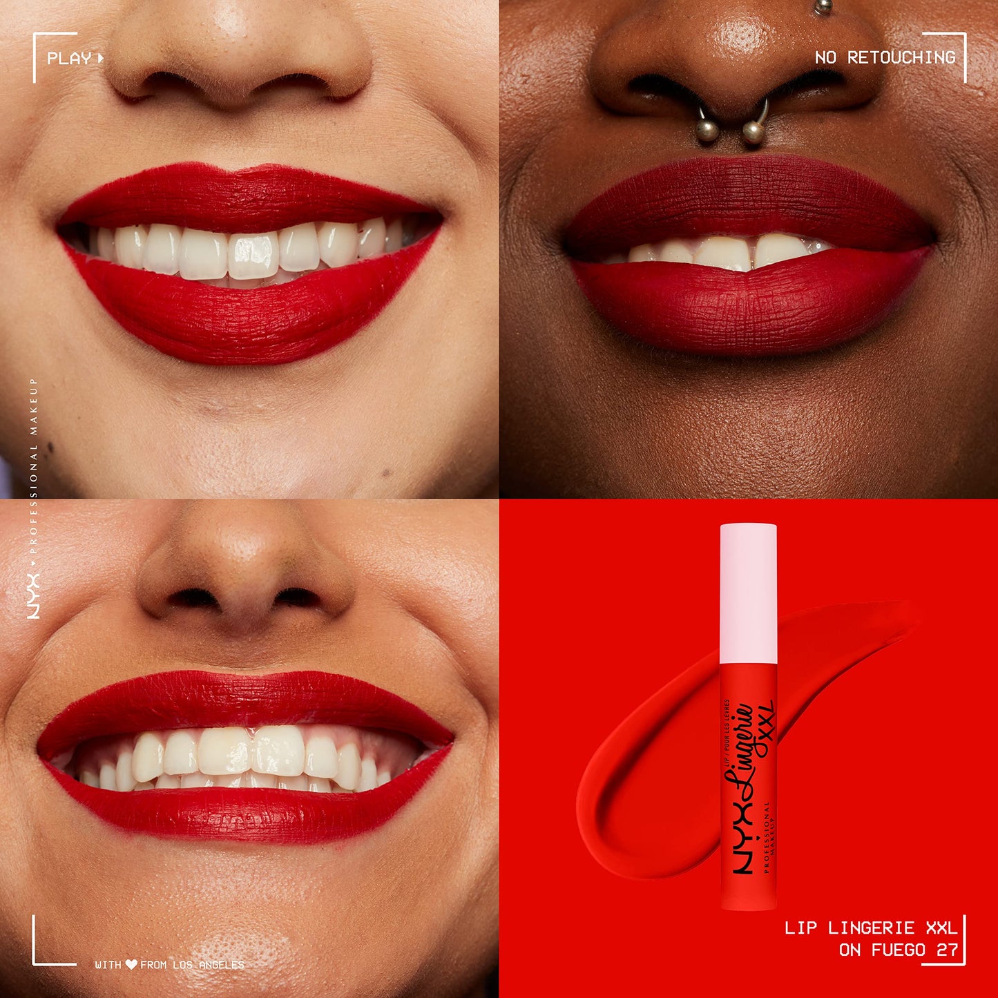 NYX PROFESSIONAL MAKEUP Lip Lingerie XXL Matte Liquid Lipstick - On Fuego (Fire Red) Beauty & Personal Care NYX PROFESSIONAL MAKEUP