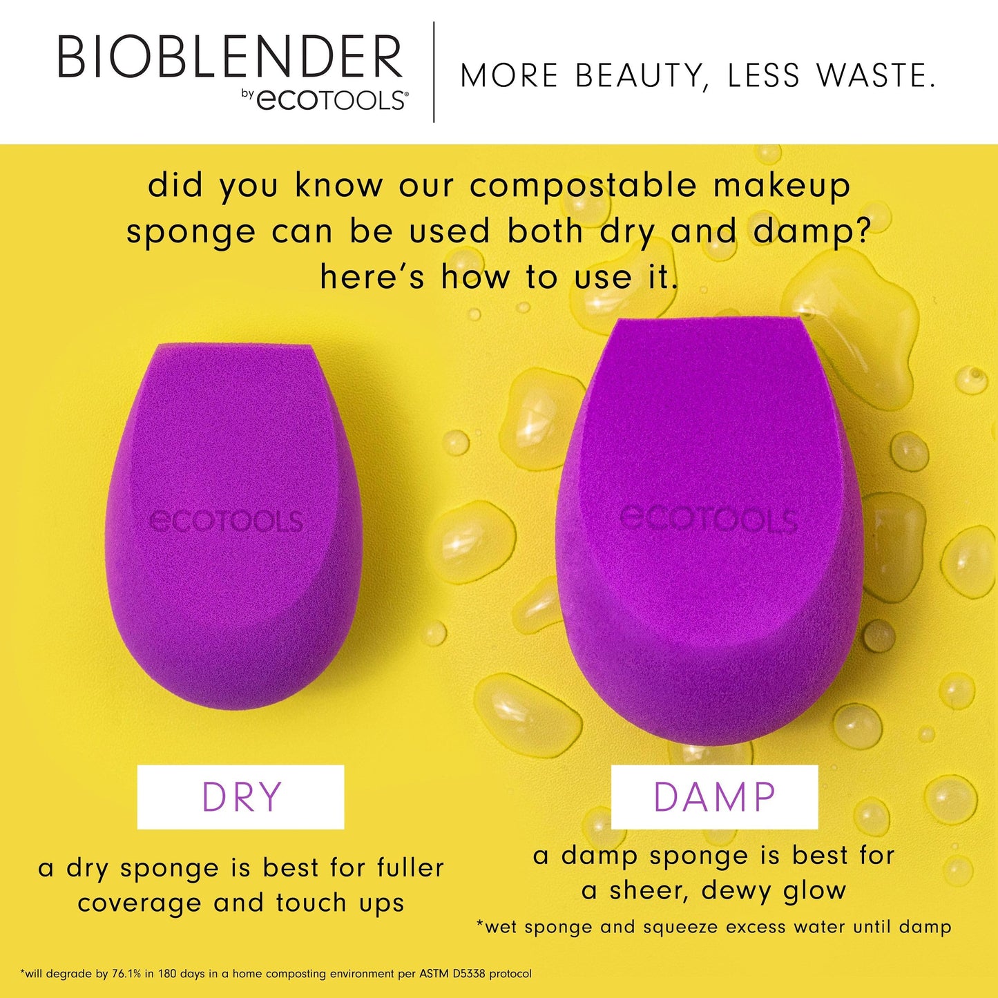 EcoTools Bioblender Makeup Sponge Duo, Compostable Makeup Blender, For Liquid & Cream Foundation, Seamless Application, Eco-Friendly Beauty Sponge Beauty & Personal Care EcoTools