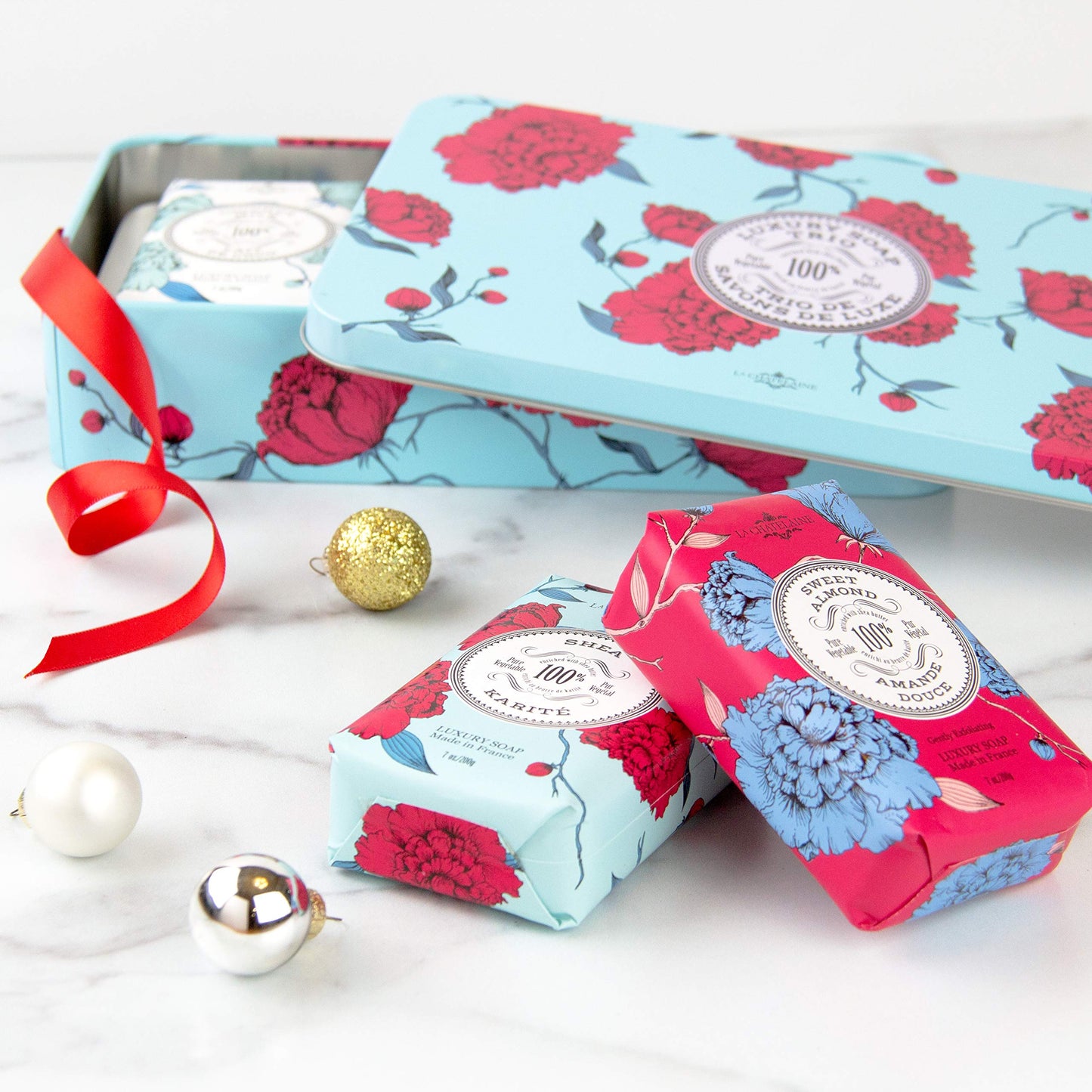 La Chatelaine Luxury Bar Soap Trio Gift Set Tin | Made in France | Natural and Organic | Shea Butter Formula | 3 x 7 oz / 200g -Aqua Soap Trio Beauty & Personal Care La Chatelaine