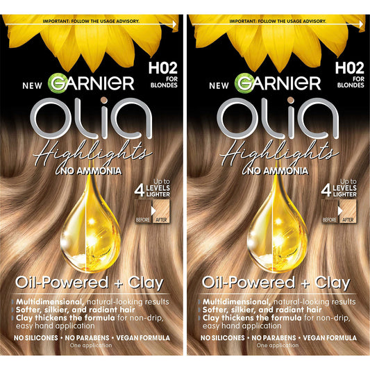 Garnier Olia Ammonia-Free Permanent Hair Dye Highlighting Kit, Oil-Rich Formula for Multidimensional Hair Color with Up to 4 Levels of Lift, Vegan Beauty & Personal Care Garnier